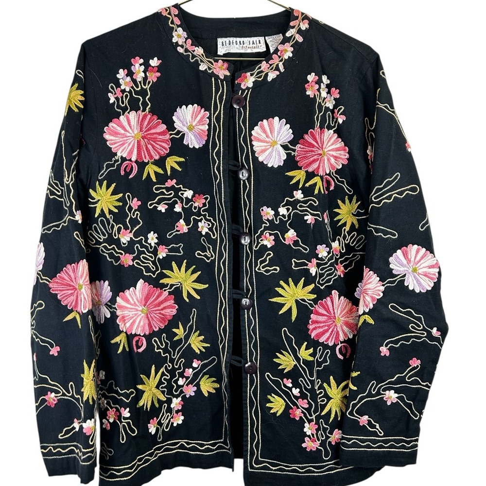 Bedford Fair Embroidered Floral Black Jacket